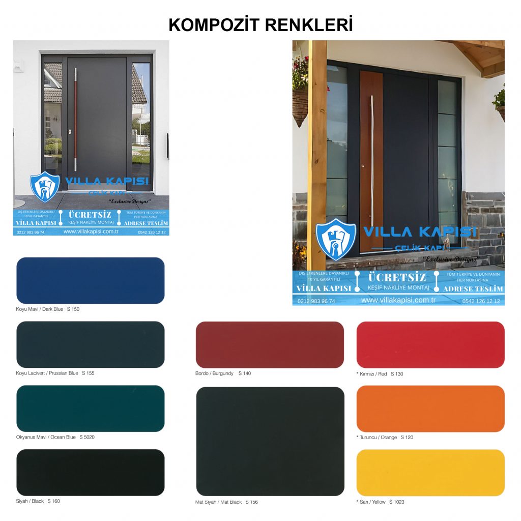 Kompozit villa kapısı kompozit renk kartelası kompozit renkleri çelik kapı