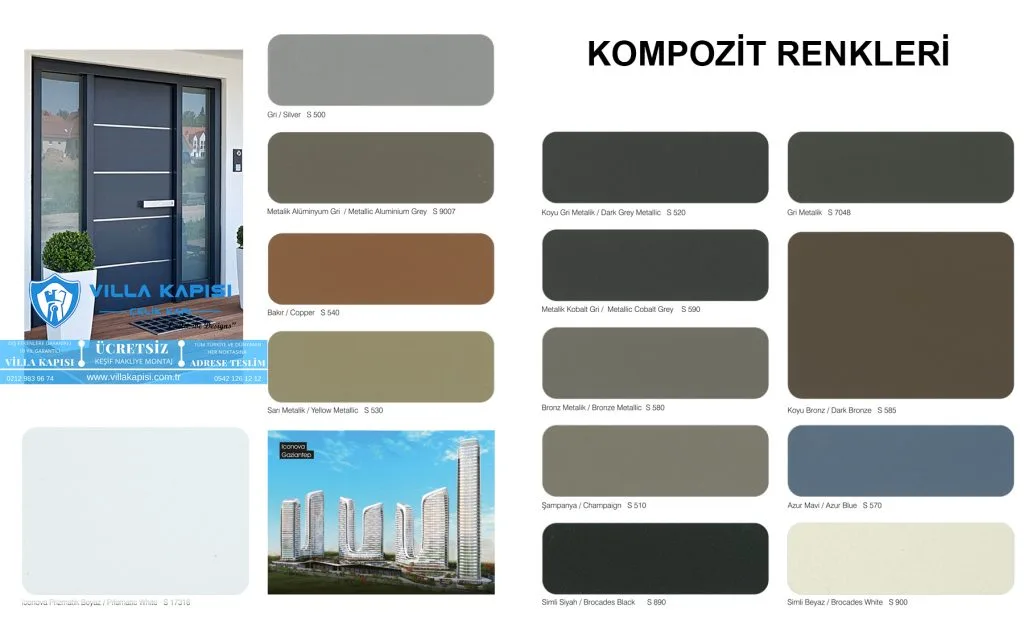 Kompozit Villa Kapısı Kompozit Renk Kartelası Kompozit Renkleri Çelik Kapı Dış Kapı