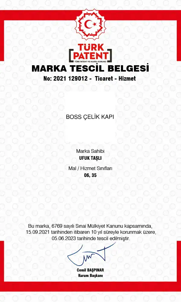 Villa Kapısı Modelleri Fiyatlari Marka Tescil Belgesi