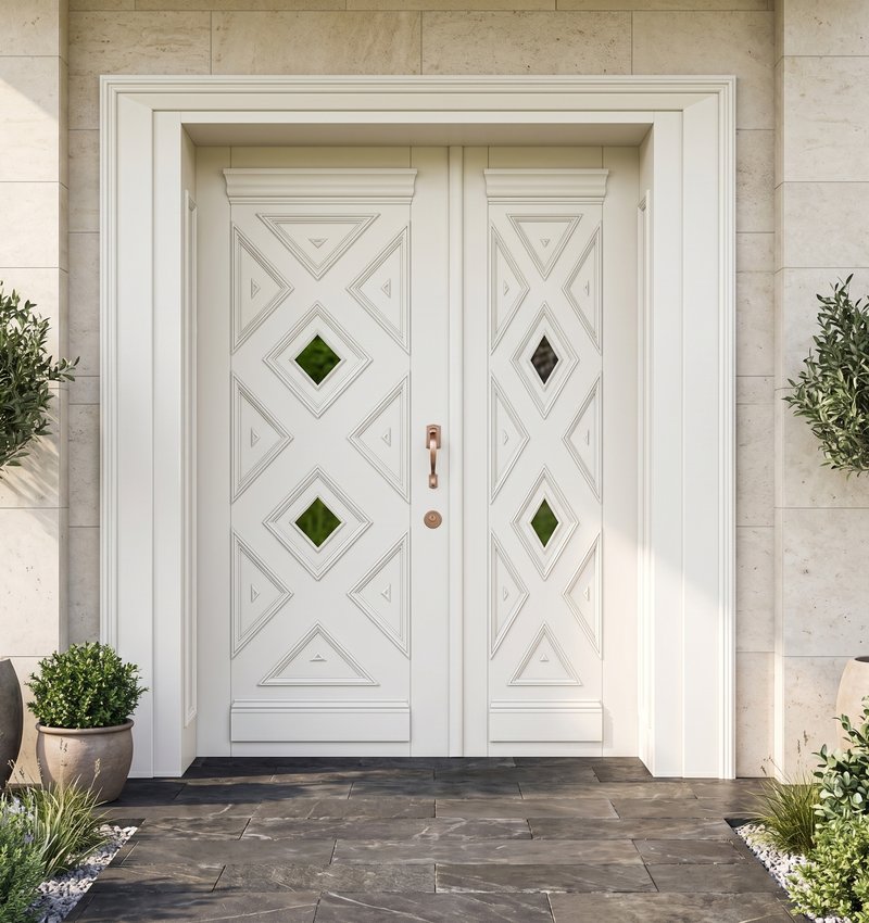 Anthony Jr Klasik Ahşap Villa Kapısı | Villa Kapısı Çelik... 4 Ant 2026 Kirik Beyaz 1