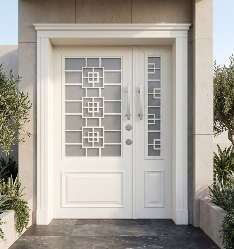 Quartz Klasik Ahşap Villa Kapısı | Villa Kapısı Çelik Kapı 2 Quyartz 2026 Kirik Beyaz 1