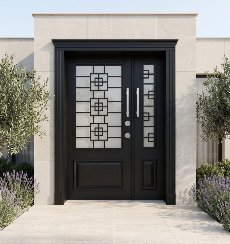 Quartz Klasik Ahşap Villa Kapısı | Villa Kapısı Çelik Kapı 4 Quyartz 2026 Siyah 1