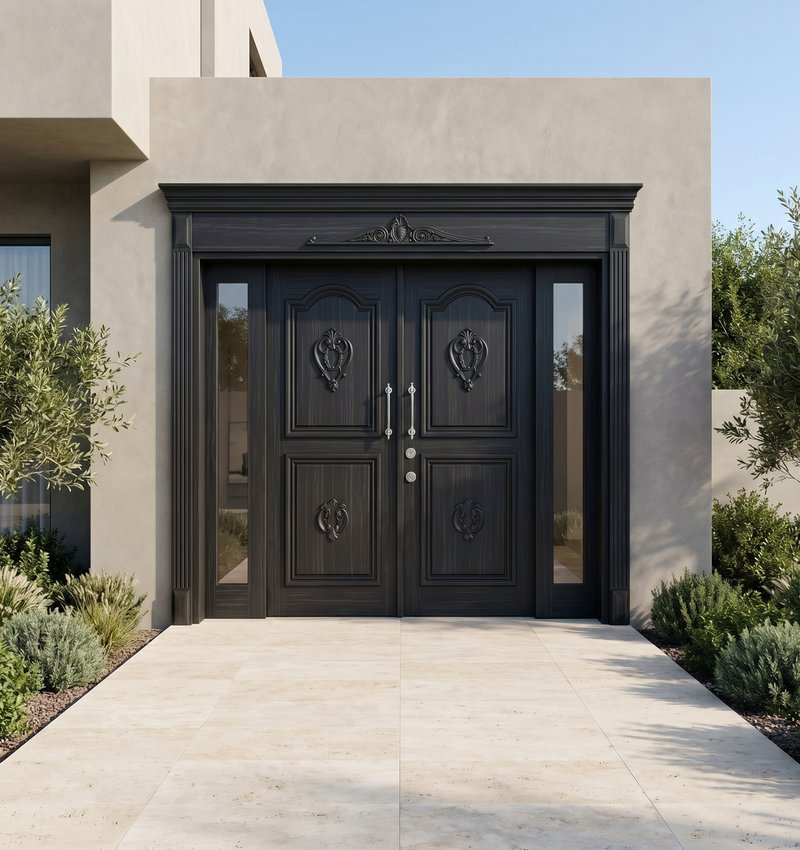 Urfa Klasik Ahşap Villa Kapısı | Villa Kapısı Çelik Kapı 6 Urf 2026 Abanoz 1