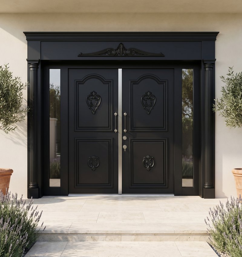 Urfa Klasik Ahşap Villa Kapısı | Villa Kapısı Çelik Kapı 4 Urf 2026 Siyah 1